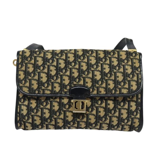 DIOR Trotter Canvas Shoulder Bag Navy Gold - Picture 13 of 16